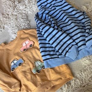 H&M Kids Striped Blue Hoodie and Car Print Sweatshirt